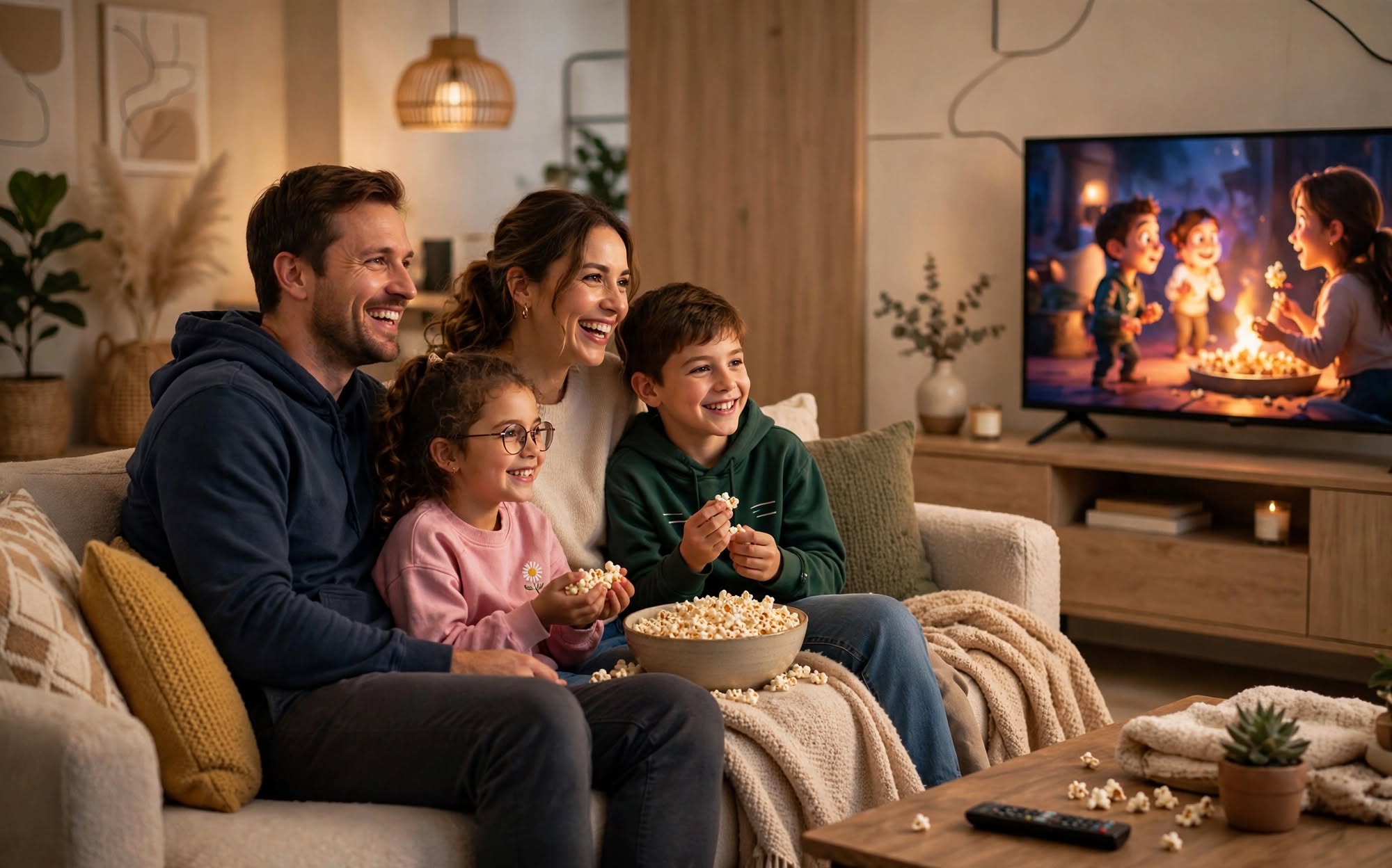 family evening popcorn